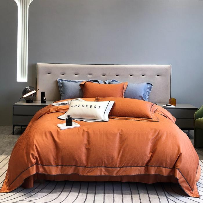 91家纺网 家纺一手货源 找家纺 黑白森林秋冬新品 100支贡缎提花四件套全棉纯棉