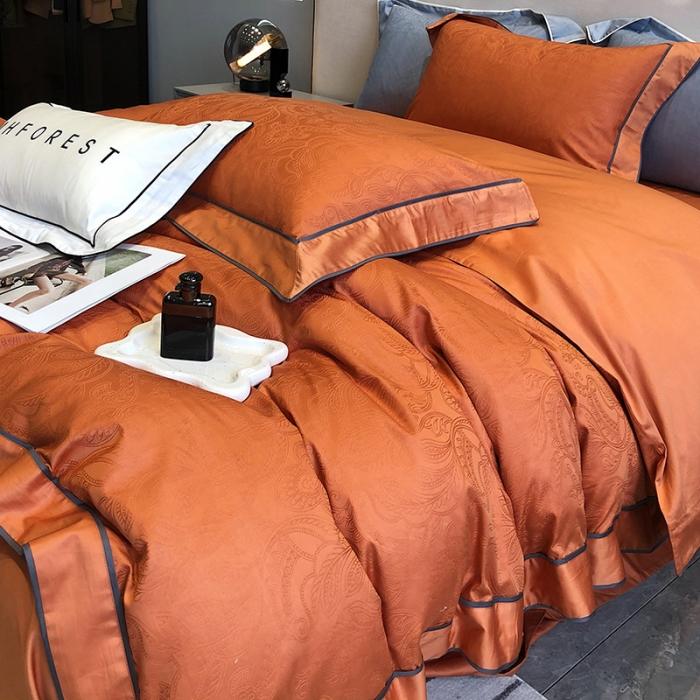 91家纺网 家纺一手货源 找家纺 黑白森林秋冬新品 100支贡缎提花四件套全棉纯棉