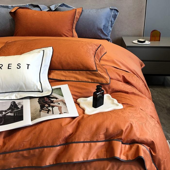 91家纺网 家纺一手货源 找家纺 黑白森林秋冬新品 100支贡缎提花四件套全棉纯棉