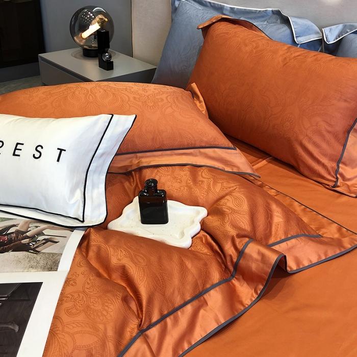 91家纺网 家纺一手货源 找家纺 黑白森林秋冬新品 100支贡缎提花四件套全棉纯棉