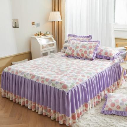 91家纺网 家纺一手货源 找家纺 总恋佳居 2023新款加厚8.4斤牛奶绒印花床裙三件套