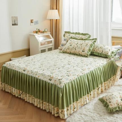 91家纺网 家纺一手货源 找家纺 总恋佳居 2023新款加厚8.4斤牛奶绒印花床裙三件套