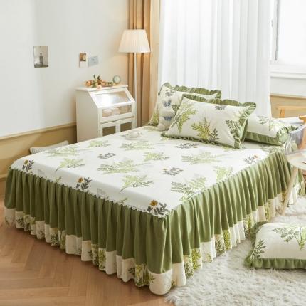 91家纺网 家纺一手货源 找家纺 总恋佳居 2023新款加厚8.4斤牛奶绒印花床裙三件套