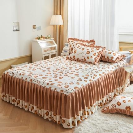 91家纺网 家纺一手货源 找家纺 总恋佳居 2023新款加厚8.4斤牛奶绒印花床裙三件套