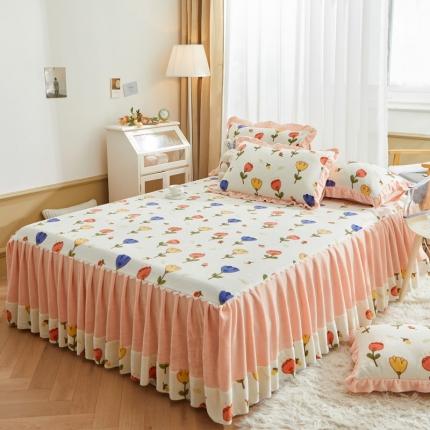 91家纺网 家纺一手货源 找家纺 总恋佳居 2023新款加厚8.4斤牛奶绒印花床裙三件套