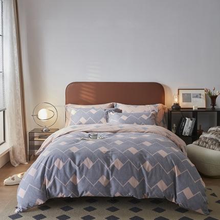 91家纺网 家纺一手货源 找家纺 （总）希文 2022秋冬新品全棉生态磨毛四件套 小号床笠款