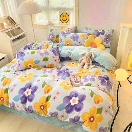 91家纺网 家纺一手货源 找家纺 （总）金爱家 2023新款牛奶绒小清新四件套