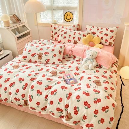 91家纺网 家纺一手货源 找家纺 （总）金爱家 2023新款牛奶绒小清新四件套