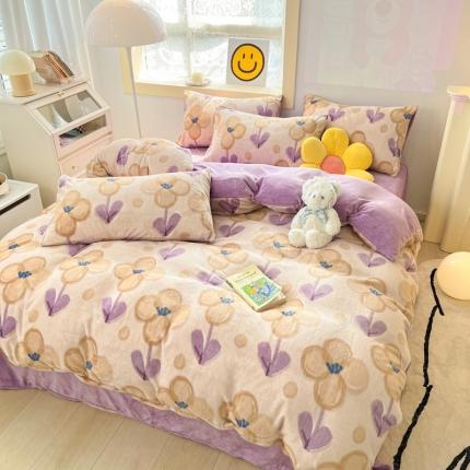 91家纺网 家纺一手货源 找家纺 （总）金爱家 2023新款牛奶绒小清新四件套