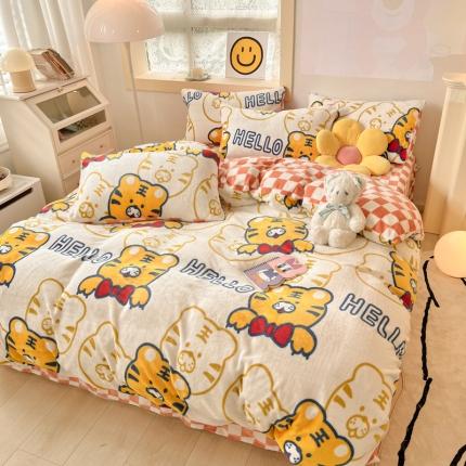 91家纺网 家纺一手货源 找家纺 （总）金爱家 2023新款牛奶绒小清新四件套