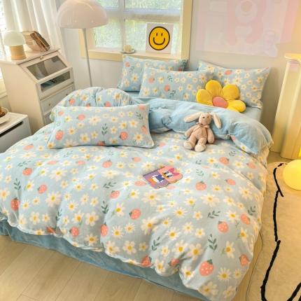 91家纺网 家纺一手货源 找家纺 （总）金爱家 2023新款牛奶绒小清新四件套