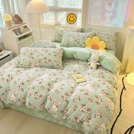 91家纺网 家纺一手货源 找家纺 （总）金爱家 2023新款牛奶绒小清新四件套