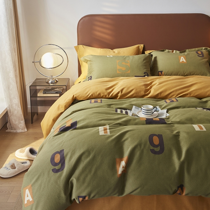 91家纺网 家纺一手货源 找家纺 希文 2022秋冬新品全棉生态磨毛四件套 卡罗