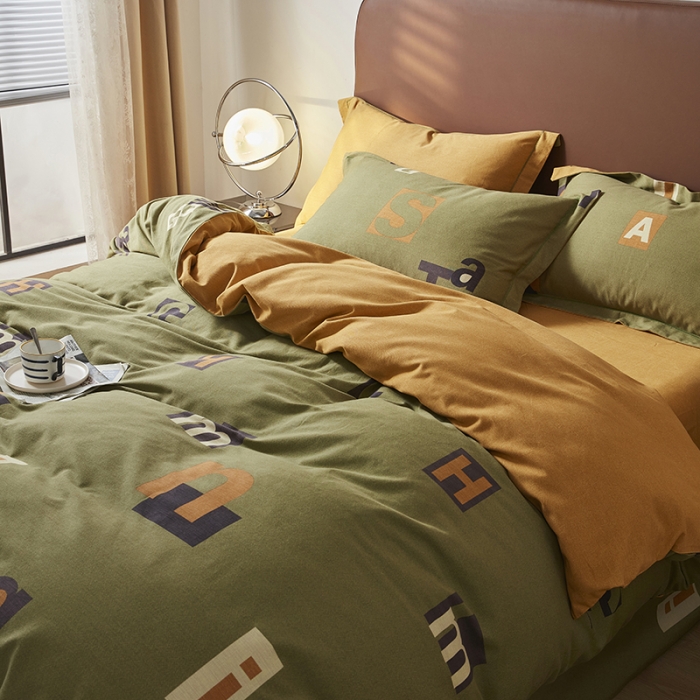 91家纺网 家纺一手货源 找家纺 希文 2022秋冬新品全棉生态磨毛四件套 卡罗