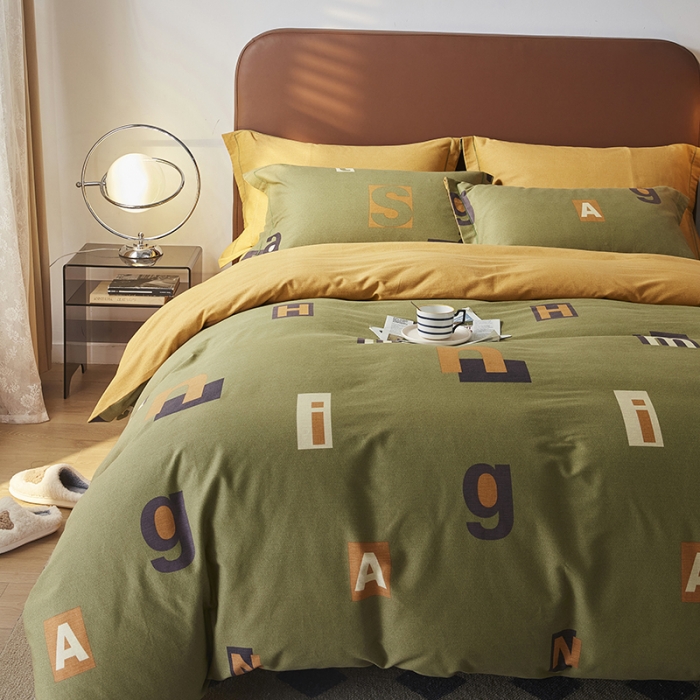 91家纺网 家纺一手货源 找家纺 希文 2022秋冬新品全棉生态磨毛四件套 卡罗