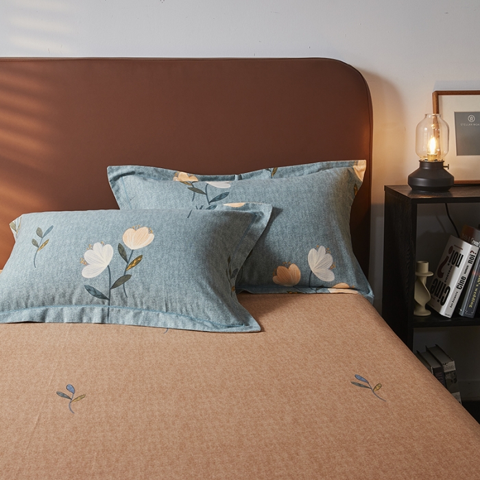 91家纺网 家纺一手货源 找家纺 希文 2022秋冬新品全棉生态磨毛四件套 倾心-绿