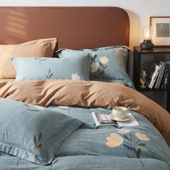 91家纺网 家纺一手货源 找家纺 希文 2022秋冬新品全棉生态磨毛四件套 倾心-绿