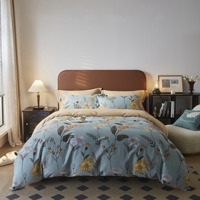 91家纺网 家纺一手货源 找家纺 希文 2022秋冬新品全棉生态磨毛四件套 森林之谜-绿