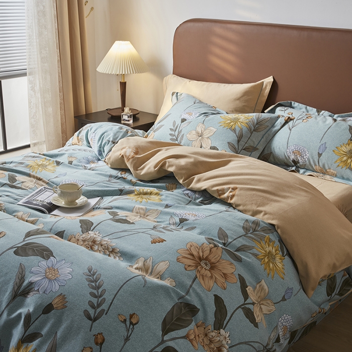 91家纺网 家纺一手货源 找家纺 希文 2022秋冬新品全棉生态磨毛四件套 森林之谜-绿