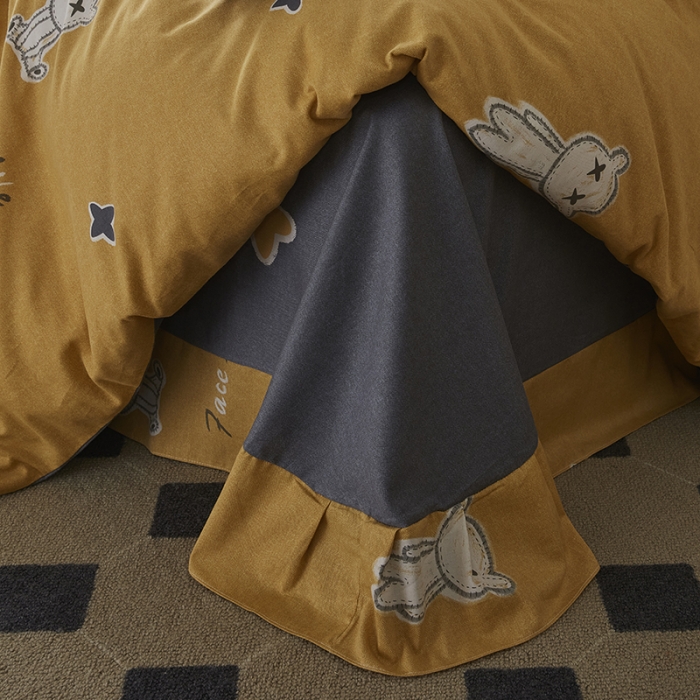 91家纺网 家纺一手货源 找家纺 希文 2022秋冬新品全棉生态磨毛四件套 淘气熊-黄