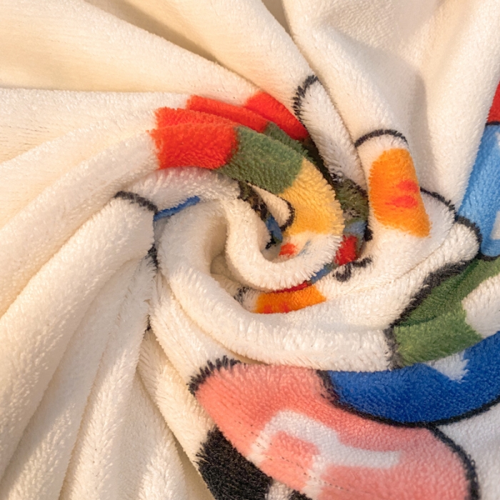 91家纺网 家纺一手货源 找家纺 金爱家 2023新款牛奶绒小清新四件套 彩虹兔