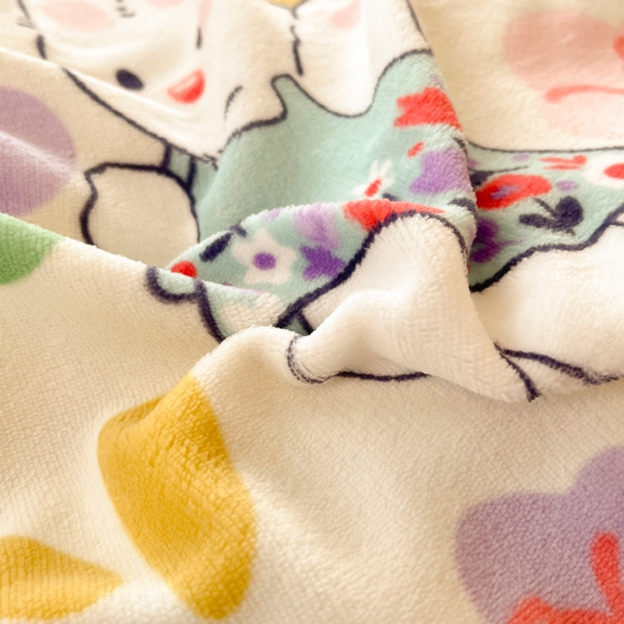 91家纺网 家纺一手货源 找家纺 金爱家 2023新款牛奶绒小清新四件套 快乐兔子