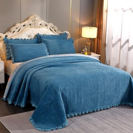 91家纺网 家纺一手货源 找家纺 （总）2024韩版小花边牛奶绒床盖三件套/绗缝夹棉榻榻米垫子