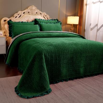 91家纺网 家纺一手货源 找家纺 （总）2024韩版小花边牛奶绒床盖三件套/绗缝夹棉榻榻米垫子