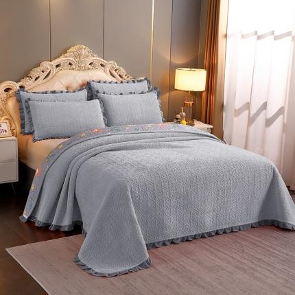 91家纺网 家纺一手货源 找家纺 （总）2024韩版小花边牛奶绒床盖三件套/绗缝夹棉榻榻米垫子