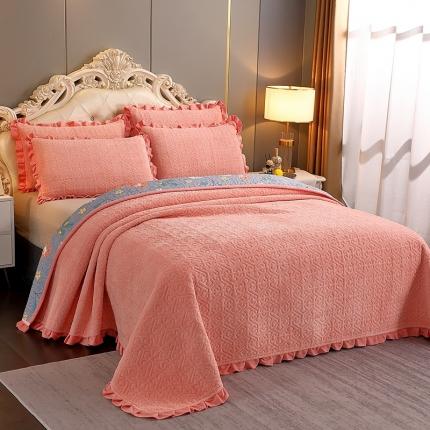 91家纺网 家纺一手货源 找家纺 （总）2024韩版小花边牛奶绒床盖三件套/绗缝夹棉榻榻米垫子