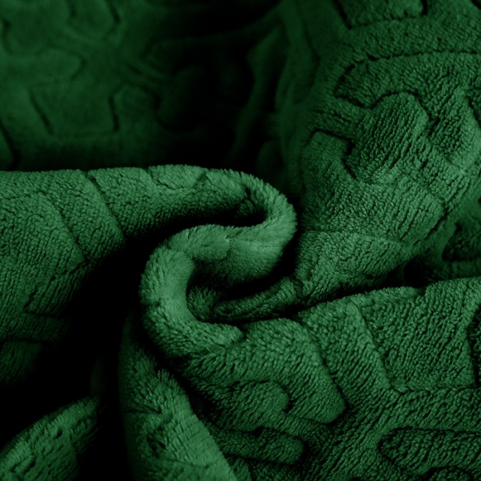 91家纺网 家纺一手货源 找家纺 晶缦 2022新款纯色小花边牛奶绒床盖三件套 暖馨-墨绿