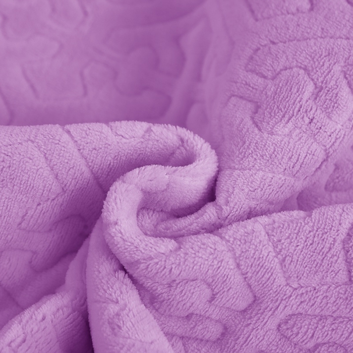 91家纺网 家纺一手货源 找家纺 晶缦 2022新款纯色小花边牛奶绒床盖三件套 暖馨-浅紫