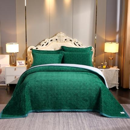 91家纺网 家纺一手货源 找家纺 （总）2024水波纹色织牛奶绒床盖三件套/绗缝夹棉榻榻米垫子