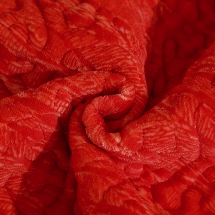 91家纺网 家纺一手货源 找家纺 晶缦 2022新款水波纹色织牛奶绒床盖三件套 涟漪-大红