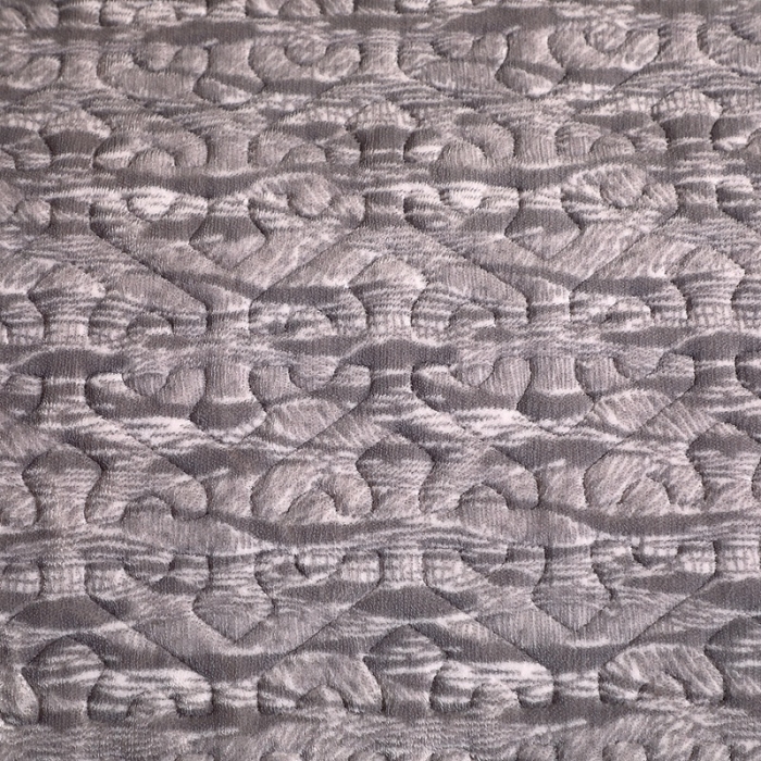 91家纺网 家纺一手货源 找家纺 晶缦 2022新款水波纹色织牛奶绒床盖三件套 涟漪-灰色