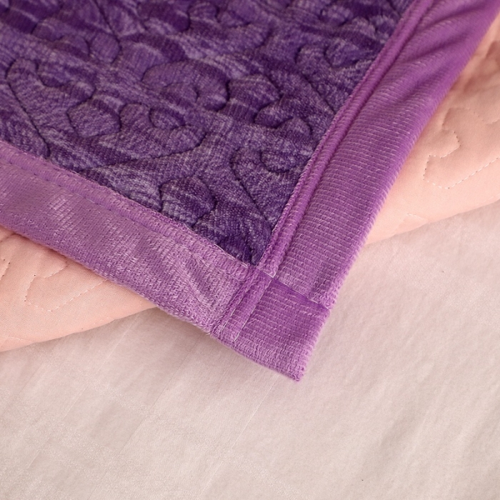 91家纺网 家纺一手货源 找家纺 晶缦 2022新款水波纹色织牛奶绒床盖三件套 涟漪-罗兰紫