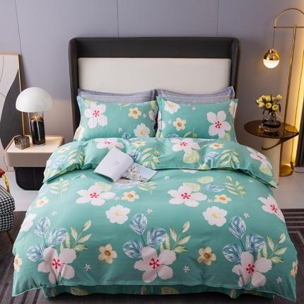 91家纺网 家纺一手货源 找家纺 2022新款全棉加厚磨毛四件套花香素雅