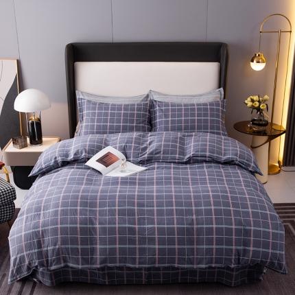 91家纺网 家纺一手货源 找家纺 2022新款全棉加厚磨毛四件套 曼哈顿