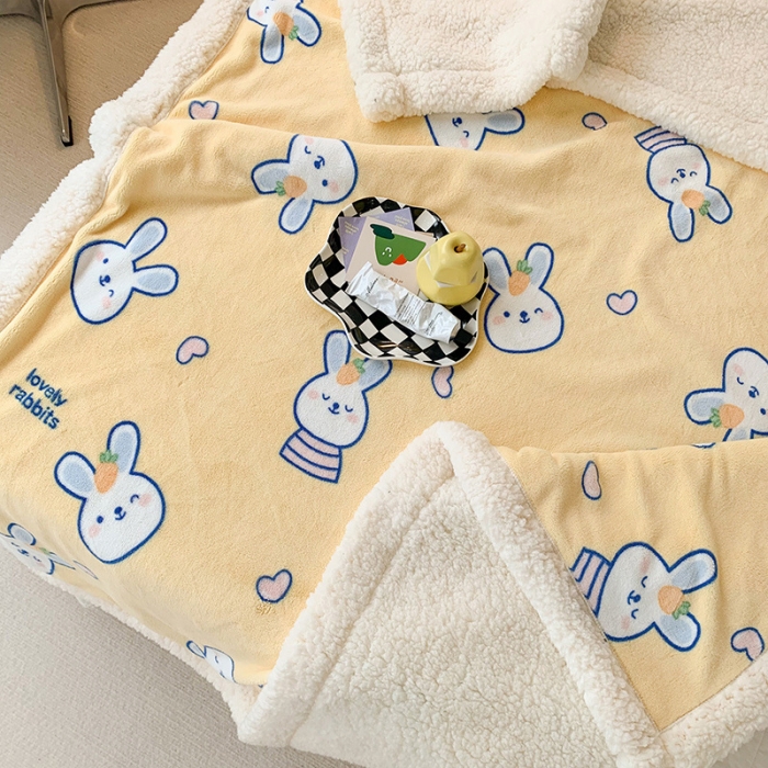 91家纺网 家纺一手货源 找家纺 澳萝拉 2022新款牛奶绒羊羔绒毛毯 萌萌兔