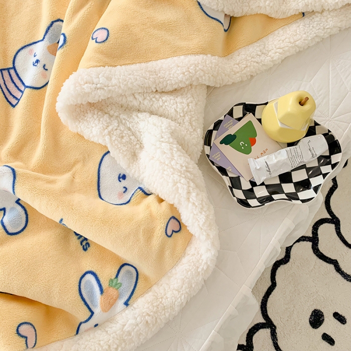 91家纺网 家纺一手货源 找家纺 澳萝拉 2022新款牛奶绒羊羔绒毛毯 萌萌兔