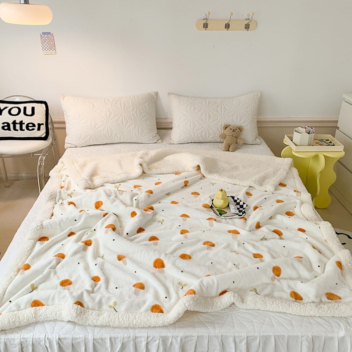 91家纺网 家纺一手货源 找家纺 澳萝拉 2022新款牛奶绒羊羔绒毛毯 蘑菇屋