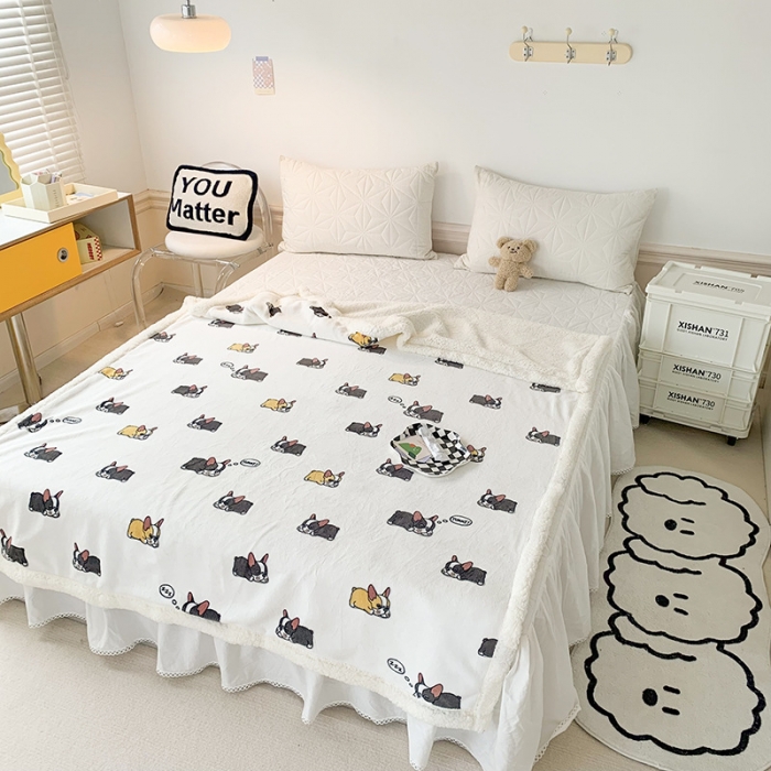 91家纺网 家纺一手货源 找家纺 澳萝拉 2022新款牛奶绒羊羔绒毛毯 趴趴狗