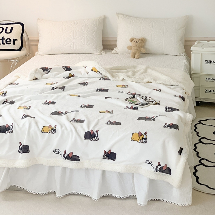 91家纺网 家纺一手货源 找家纺 澳萝拉 2022新款牛奶绒羊羔绒毛毯 趴趴狗