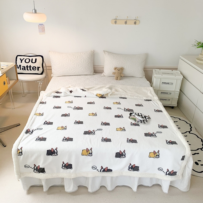 91家纺网 家纺一手货源 找家纺 澳萝拉 2022新款牛奶绒羊羔绒毛毯 趴趴狗