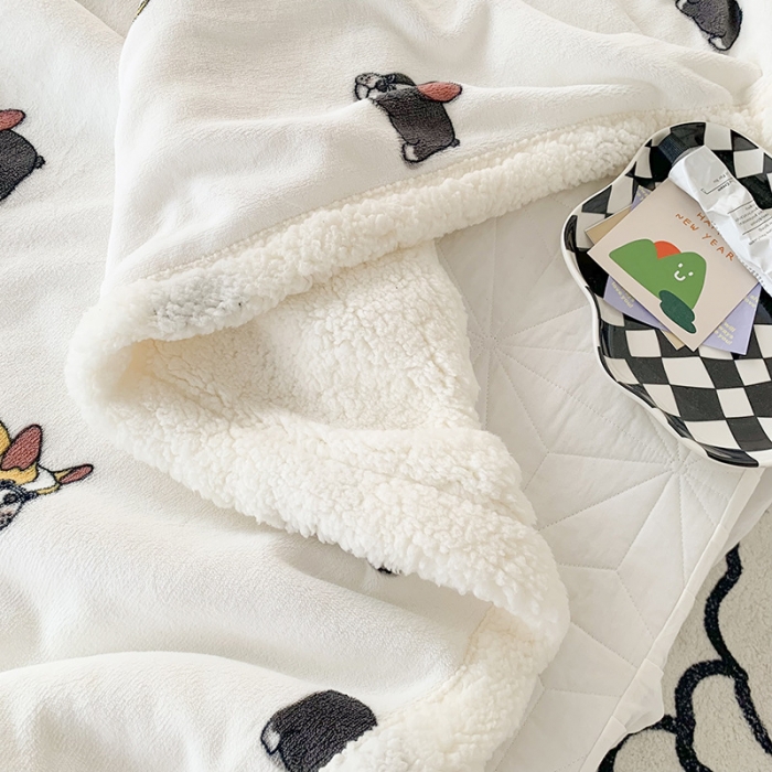 91家纺网 家纺一手货源 找家纺 澳萝拉 2022新款牛奶绒羊羔绒毛毯 趴趴狗