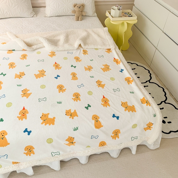 91家纺网 家纺一手货源 找家纺 澳萝拉 2022新款牛奶绒羊羔绒毛毯 汪汪队