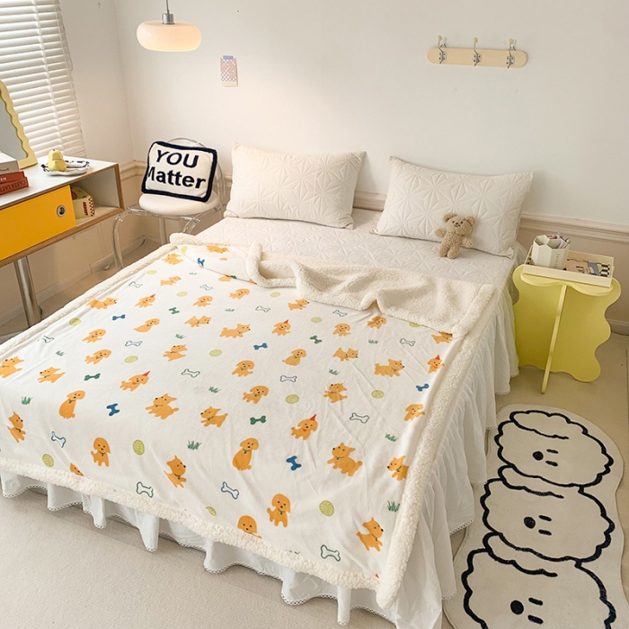 91家纺网 家纺一手货源 找家纺 澳萝拉 2022新款牛奶绒羊羔绒毛毯 汪汪队