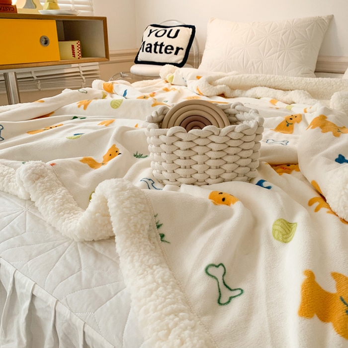 91家纺网 家纺一手货源 找家纺 澳萝拉 2022新款牛奶绒羊羔绒毛毯 汪汪队