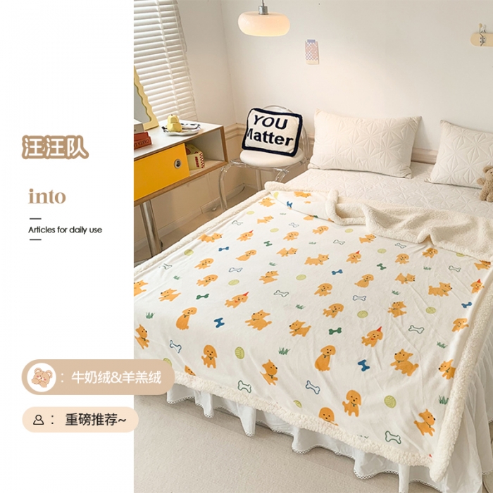 91家纺网 家纺一手货源 找家纺 澳萝拉 2022新款牛奶绒羊羔绒毛毯 汪汪队