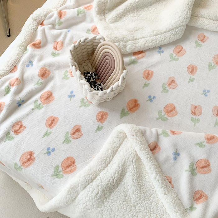 91家纺网 家纺一手货源 找家纺 澳萝拉 2022新款牛奶绒羊羔绒毛毯 郁金香-粉